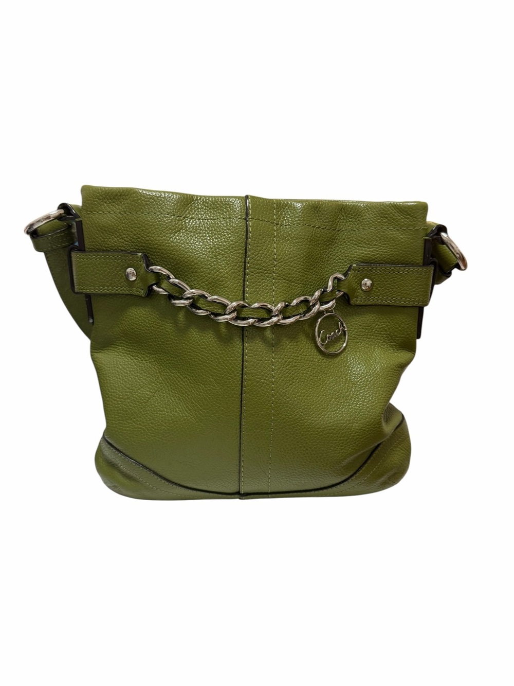 Coach Pebbled Olive Leather Square Crossbody